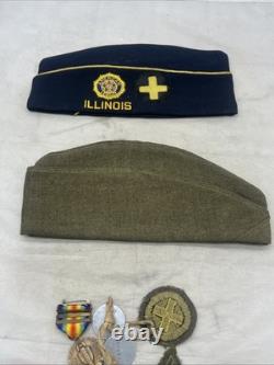 WW1 US Army 33rd Infantry Division Grouping ID'd Caps Dog Tags Medals & Patches