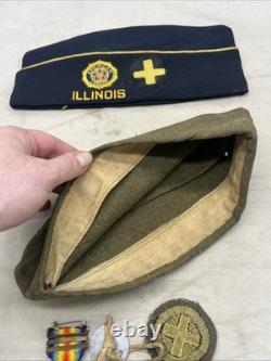 WW1 US Army 33rd Infantry Division Grouping ID'd Caps Dog Tags Medals & Patches