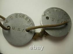 WW1 US Army Dog Tag Set Pair + Sterling Masonic Tag William Forsythe XB