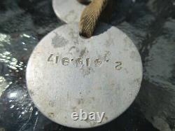 WW1 US Army Dog Tags On Original Tape Cord 1918 Aluminon Circular Discs