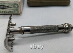 WW1 US Military Issue Property US Army 1918 Gillette Safety Razor Khaki Set With