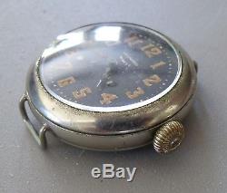 WW1 US TRENCH WATCH Black Face withCover Military Wristwatch Leonard parts