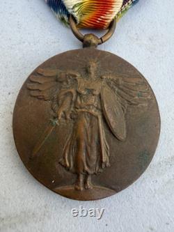 WW1 VICTORY MEDAL 3 CAMPAIGN BARS Vintage Military Memorabilia World War One