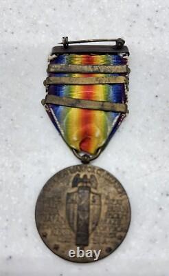 WW1 VICTORY MEDAL 3 CAMPAIGN BARS Vintage Military Memorabilia World War One