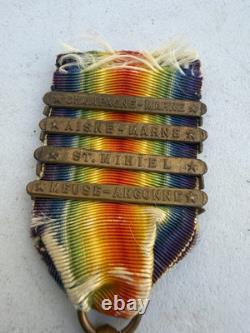 WW1 VICTORY MEDAL 3 CAMPAIGN BARS Vintage Military Memorabilia World War One