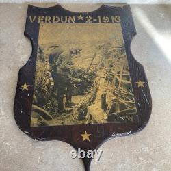 WW1 Verdun 1916 Trench Art Plaque French Poilus Photo Antique War Relic