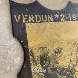 WW1 Verdun 1916 Trench Art Plaque French Poilus Photo Antique War Relic