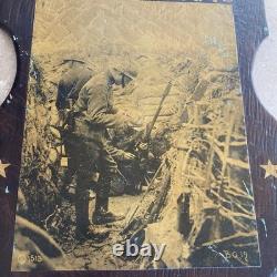 WW1 Verdun 1916 Trench Art Plaque French Poilus Photo Antique War Relic