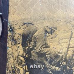 WW1 Verdun 1916 Trench Art Plaque French Poilus Photo Antique War Relic