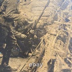 WW1 Verdun 1916 Trench Art Plaque French Poilus Photo Antique War Relic