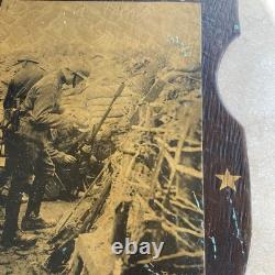 WW1 Verdun 1916 Trench Art Plaque French Poilus Photo Antique War Relic