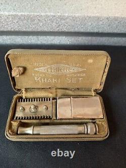 WW1 WW2 Gillette Kaki Shaving Set