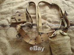 WW1-WW2 US Military Web/Pistol Belt with Canteen (Complete)