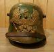 WW1/WWI GERMAN CAMO HELMET WITH WRAPPEN ATTACHED TO FRONT MUST SEE -NO RESERVE