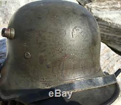 WW1 WWI GERMAN M17 Steel Stahlhelm Trench Helmet 1917 COMPLETE Liner Chinstrap