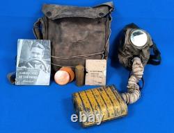 WW1 World War 1 US Corrected English Type Box Respirator Gas Mask 1918 With Bag