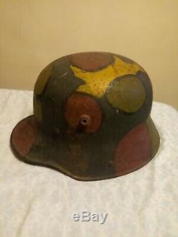 WW1 Worn/Faded Camo M16 Imperial German stahlhelm Helmet Size 0 66
