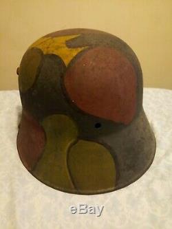 WW1 Worn/Faded Camo M16 Imperial German stahlhelm Helmet Size 0 66