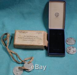 WW1 and WW2 USMC Dog Tags with Numbered Box Silver Star Medal Baily Banks Biddle