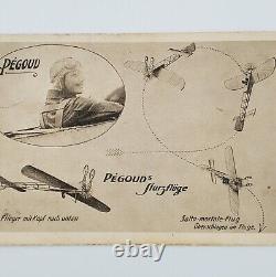 WW1 fighter pilot ace aviation Adolphe Pegoud plane postcard acrobatic stuntman