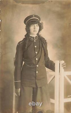 WW1 rppc FEMALE Soldier Motor Corps NLWS Red Cross Beautiful Young Photo Rare