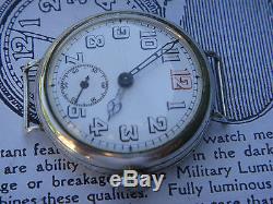 WW1 trench military wrist watch silver red 12 working Swiss project European