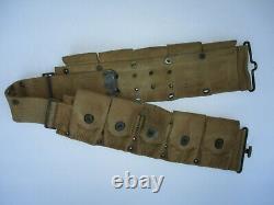 WWII US Army Mills 10 Pocket Rifle Ammunition Belt Pucker Pockets Marked WWI