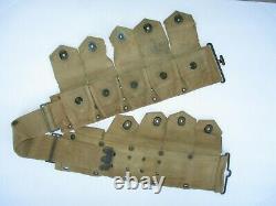 WWII US Army Mills 10 Pocket Rifle Ammunition Belt Pucker Pockets Marked WWI