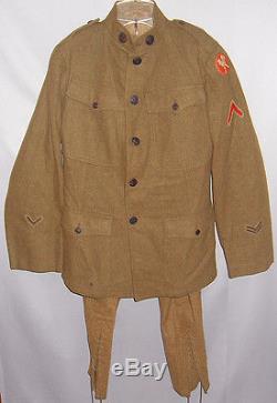 -WWI- 1917 -583rd US Army Ambulance- Vintage ID'd KIA Wool Uniform Group