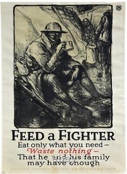 WWI 1918 Feed A Fighter Original Strobridge Poster Wallace Morgan Drawing