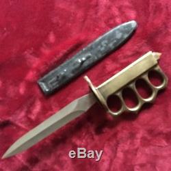 WWI 1918 US Army Knuckle Duster Trench Knife and Metal Scabbard by AuLion
