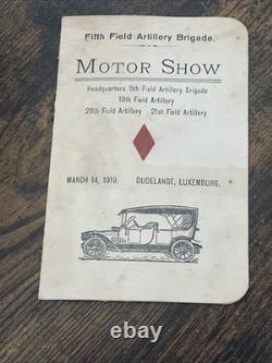 WWI 1919 Original Luxemburg Motor Show Bulletin, Chevron, Red Diamond Collar Tab