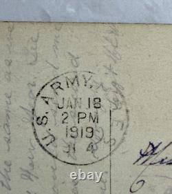 WWI 1919 US Army Soldiers Mail Bonne Année France Postcard-RMI/AEF Cancellations