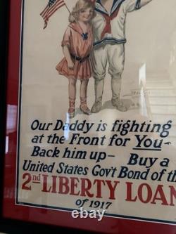 WWI 2nd Liberty Loan Original Poster (Dewey Artist 1917) Framed