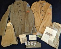 WWI 3rd ID 7th Infantry 2 Uniform set w letters NAMED WIA