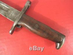 WWI AEF US ARMY M1905 Bayonet Marked RIA 1906 withM1905 2nd Pat Leather Scabbard 2