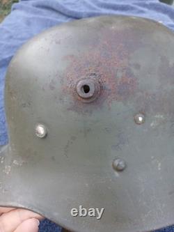 WWI Austrian Hungarian Empire Combat Helmet Original Paint Liner Chinstrap