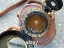 WWI British Army Officer's Pocket Compass RFA, F. Barker, Antique c. 1916