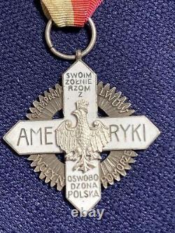 WWI Cross of Polish Soldiers from America Type 1 1920 Original RARE