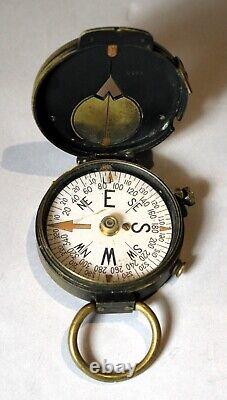 WWI Cruchon & Emons (France) US Engineer Corps Compass in Canvas Pouch c. 1917