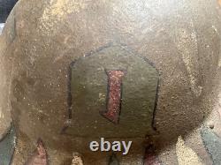 WWI Doughboy Helmet 1st Infantry Division & Big Red One & I Corps Markings