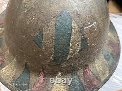 WWI Doughboy Helmet 1st Infantry Division & Big Red One & I Corps Markings