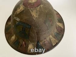 WWI Doughboy Helmet 1st Infantry Division & Big Red One & I Corps Markings