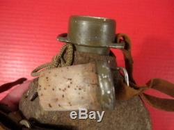 WWI Era Imperial German Army Water Bottle Canteen withCup Dated 1917 Original