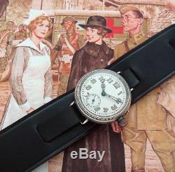 WWI Era Royal Red Cross Award Trench Watch with Borgel Waterproof Case SERVICED