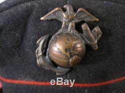 WWI Era USMC M1912 Enlisted Visor Dress Bell Cap or Hat withLeather Brim Size 7