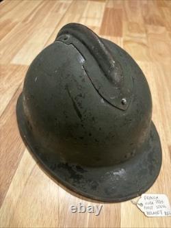 WWI FRENCH ARMY M-1915 ADRIAN Steel Combat HELMET Republic Black Paint WWII