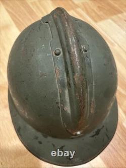 WWI FRENCH ARMY M-1915 ADRIAN Steel Combat HELMET Republic Black Paint WWII