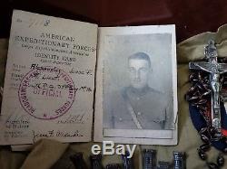 WWI Footlocker B Company 37th Eng. With picture ID, belt, hat, gaiters, buttons