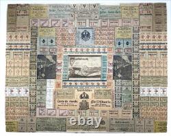 WWI Framed Ration Coupon Collage Folk Art Strasbourg Alsace Germany Trench 1917